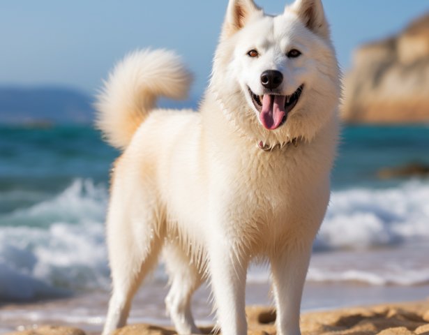 Koreanischer Jindo-Hund in typischer Pose
