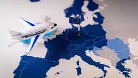 Flugzeug auf dem Weg nach Europa