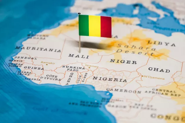 Landkarte und Flagge von Mali