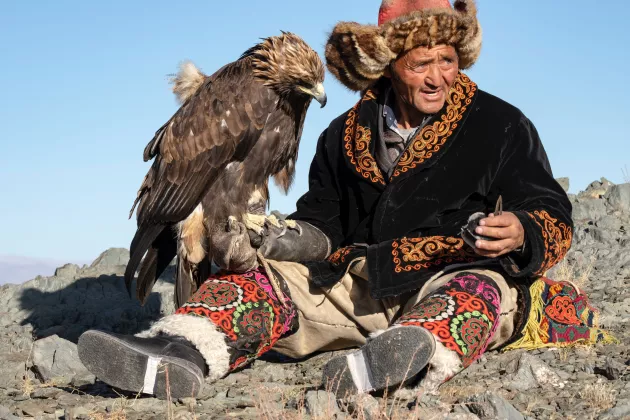Falkenshow von Nomadenvölkern