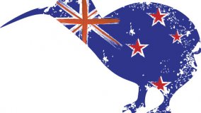Nationaltier Kiwi in Flaggenfarben