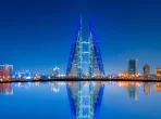 Skyline von Manama, Bahrain, bei Sonnenuntergang