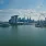 Skyline von Singapur mit Luftverschmutzung durch Haze