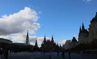 Stadtansicht von Moskau mit historischen Gebäuden