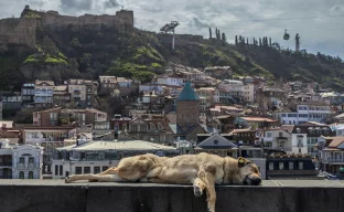 Altstadt von Tbilisi mit Seilbahn zur Narikala-Festung