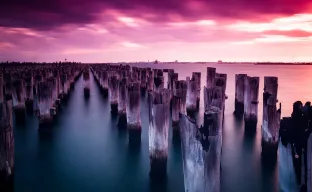 Sonnenuntergang im Hafen von Melbourne