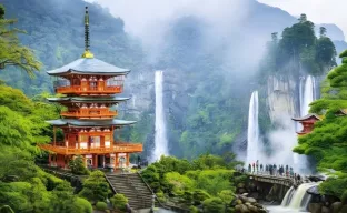 Ein Tempel in Nachikatsuura, Japan.