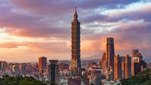 Taipei City bei Sonnenuntergang