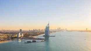 Aerial view of Burj Al Arab Jumeirah Island