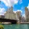 Der Chicago River und Geschäftsgebäude, USA